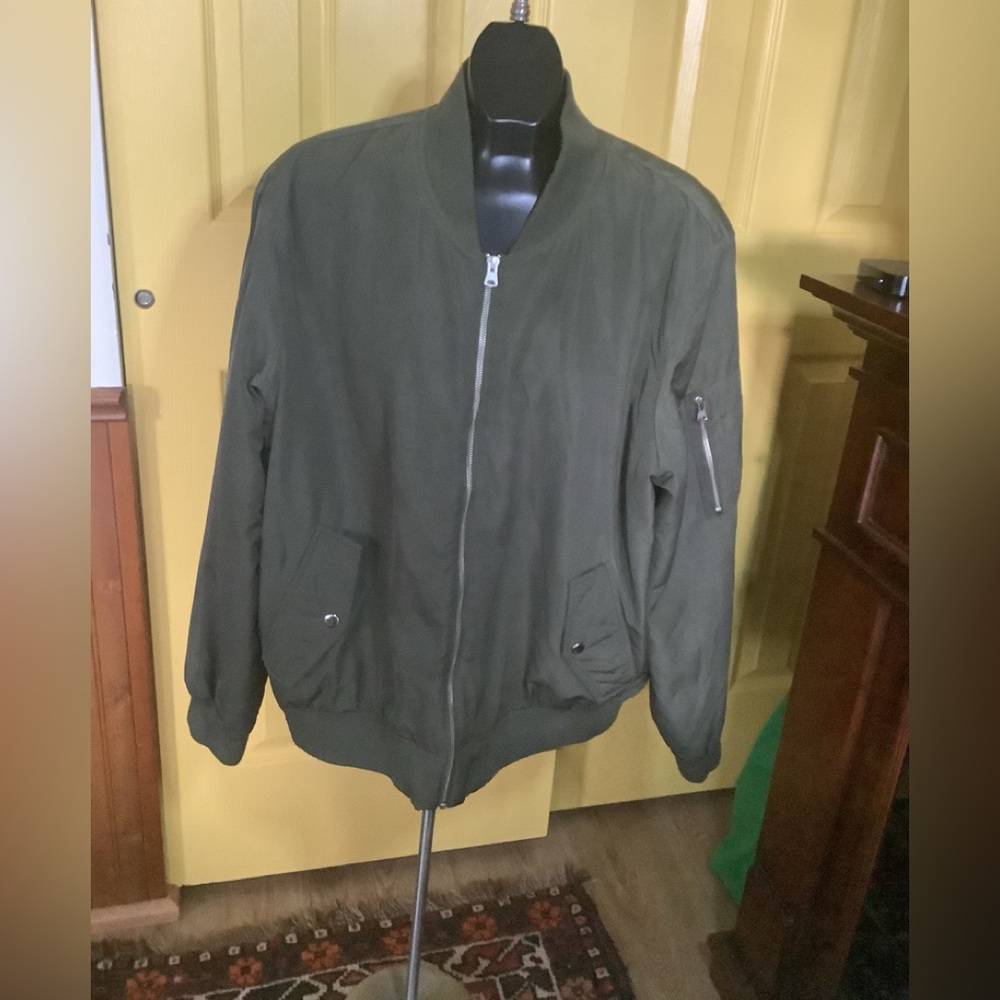 Military Style Flight Jacket - Khaki Green